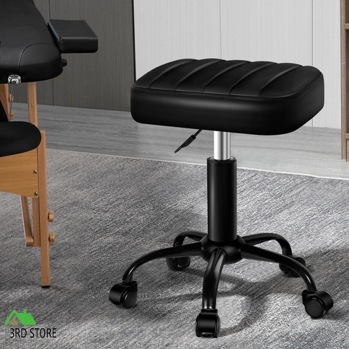 ALFORDSON Salon Stool Square Swivel Barber Hair Dress Chair Gas Lift All Black