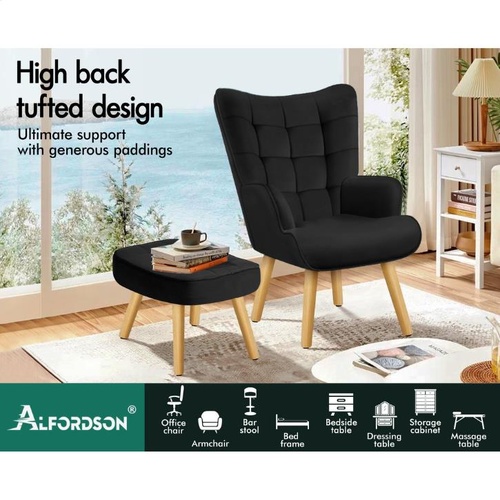 ALFORDSON Armchair Lounge Chair Featherston Replica Accent Chair Couch Black