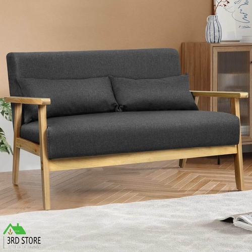 ALFORDSON 2 Seater Sofa Lounge Chair Fabric Armchair Accent Chair Loveseat Grey