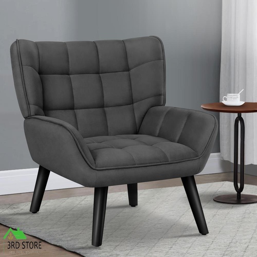 ALFORDSON Armchair Accent Chair Upholstered Lounge Sofa Tub Couch Velvet Grey