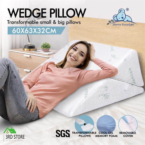 STARRY EUCALYPT Bed Wedge Pillow Cool Gel Memory Foam Back Leg Elevation Bamboo
