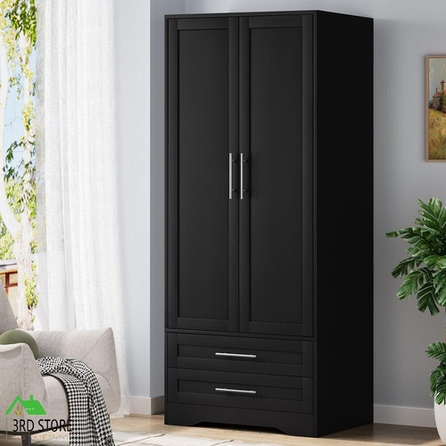 ALFORDSON Wardrobe Clothes Storage Cabinet Hanging Rod Black