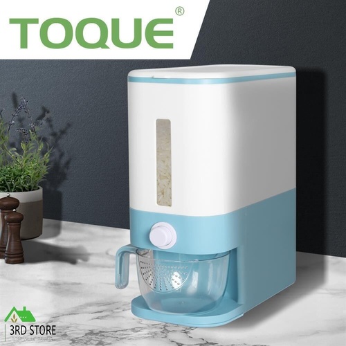 TOQUE Cereal Dispenser Auto Grain Storage Box Food Flour Container 12L Blue