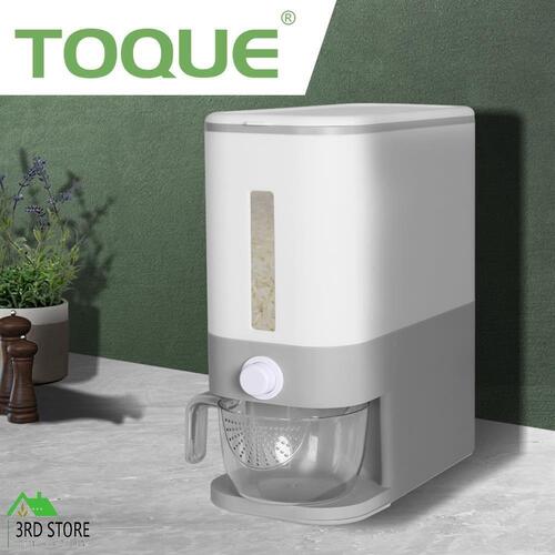 TOQUE Cereal Dispenser Auto Grain Case Storage Box Food Rice Container 12L Grey