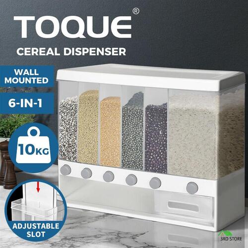 TOQUE Grain Container Cereal Dispenser 10kg Dry Food Rice Flour Storage Box Wall