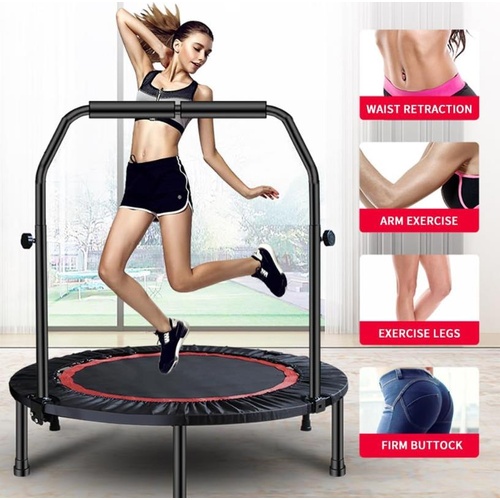 40" Fitness Trampoline Gym Rebounder Jogger Home Cardio Exercise Arch Handrail
