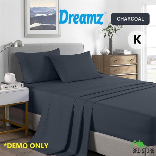 Royal Comfort Bamboo Cooling 2000TC Sheet Set King - Charcoal