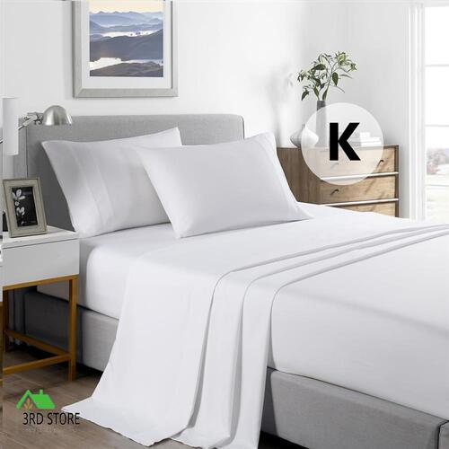 Royal Comfort Bamboo Cooling 2000TC Sheet Set - King-White