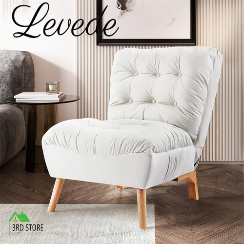 Levede Accent Sofa Recliner Convertible Chair  Lazy Gaming Couch Lounge Cream