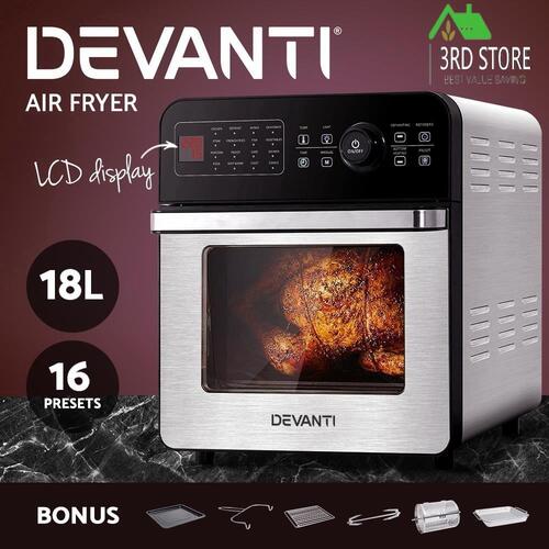 Devanti Air Fryer 18L Airfryer Oil Free Fryers Deep Frying Cooker Accessories