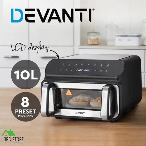 Devanti Air Fryer 10L LCD Fryers Kitchen Oven Oil Free Healthy Cooker 1700W