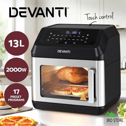 Devanti Air Fryer 13L LCD Fryers Kitchen Oven Oil Free Healthy Cooker 2000W