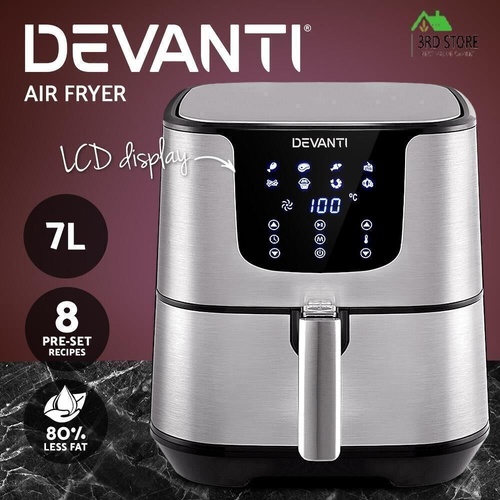 Devanti Air Fryer 7L LCD Fryers Oil Free Oven Airfryer Kitchen Healthy Cooker