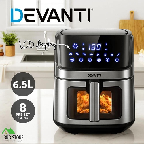RETURNs Devanti Air Fryer 6.5L LCD Fryers Oven Airfryer Healthy Cooker Oil Free Kitchen