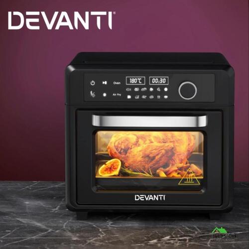 Devanti Air Fryer 20L LCD Fryers Kitchen Oven Oil Free Healthy Cooker 1200W