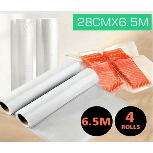 TOQUE 4 Rolls 28cm Vacuum Sealer Bags Food Storage Rolls Bag Fresh Saver Heat