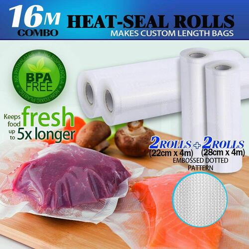 TOQUE 2 Rolls 22cm and 2 Rolls 28cm Commercial Grade Vacuum Food Sealer Bag