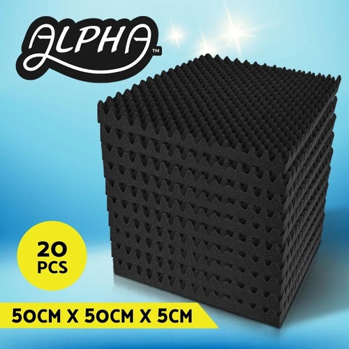 Alpha 20pcs Studio Acoustic Foam Sound Absorption Panels Eggshell 50x50CM