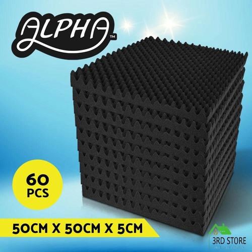 60pcs Studio Acoustic Foam Sound Absorption Proofing Panels Eggshell 50x50CM