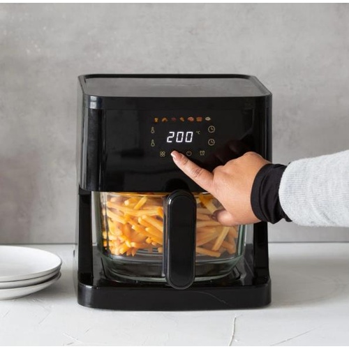 1350W 5L Touch Controlled Digital Air Fryer with Glass Basket