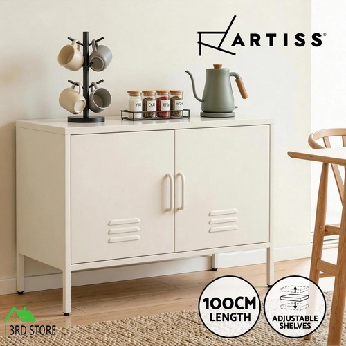 Artiss Buffet Sideboard Cupboard Cabinet Storage Locker Metal White BASE