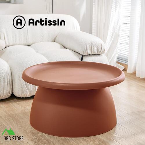ArtissIn Coffee Table Mushroom Nordic Round Large Side Table 70CM Red