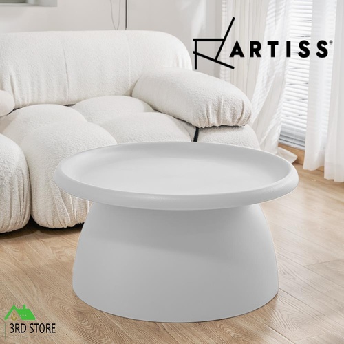ArtissIn Coffee Table Mushroom Nordic Round Large Side Table 70CM White