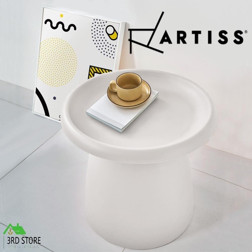 ArtissIn Coffee Table Mushroom Nordic Round Small Side Table 50CM White