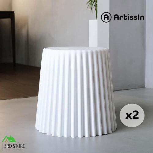 ArtissIn 2x Cupcake Stool Plastic Stacking Stools Side End Table Indoor White