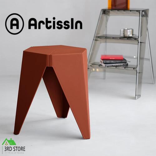 ArtissIn Set of 2 Puzzle Stool Plastic Stacking Stools Chair Outdoor Indoor Red