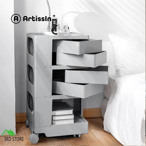 ArtissIn Replica Boby Trolley Storage Bedside Table Cart Mobile 5 Tier Grey