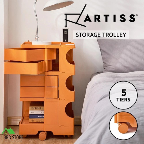 ArtissIn Replica Boby Trolley Bedside Table Storage Shelf Mobile 5 Tier Orange