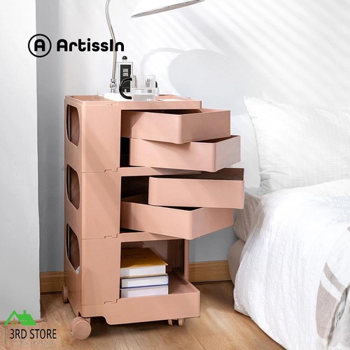 ArtissIn Replica Boby Trolley Storage Mobile Drawer Cart Shelf 5 Tier Pink