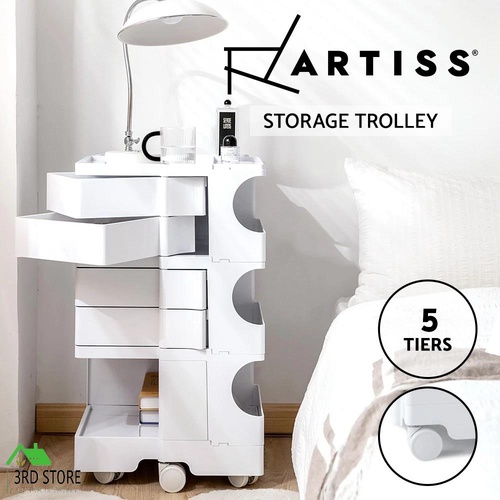 ArtissIn Replica Boby Trolley Storage Drawer Cart Shelf Mobile 5 Tier White