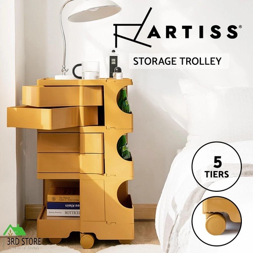ArtissIn Replica Boby Trolley Mobile Storage Cart Shelf 5 Tier Drawer Yellow