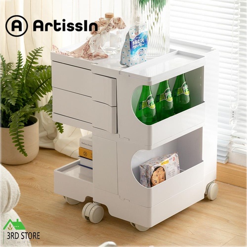 ArtissIn Bedside Table Storage Drawer Cart Mobile 3T/ White Replica Boby Trolley
