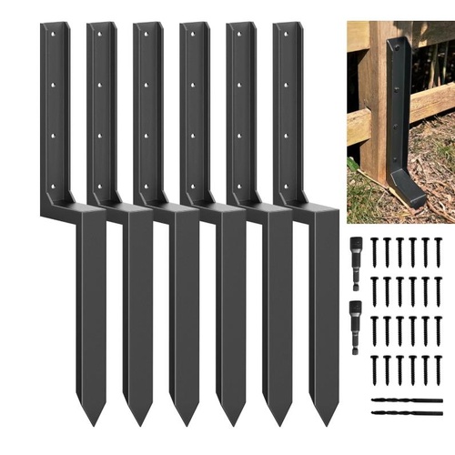 NEW akingkong Fence Post Repair Kit 6 Pack Black for 4x6 Wood Posts Raised Bed