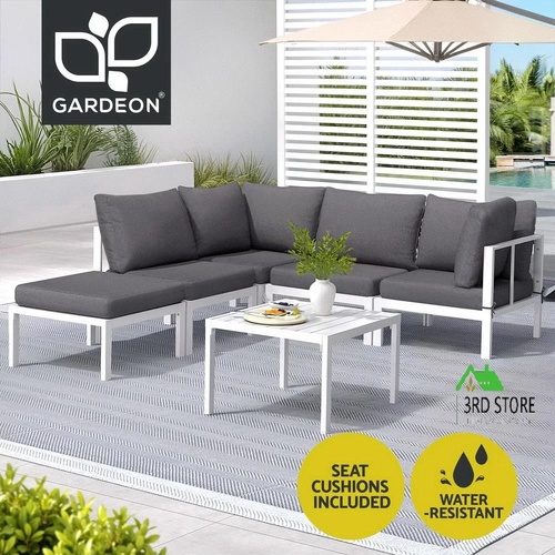 Gardeon 6PCS Outdoor Sofa Set Aluminium Table and Chairs Lounge Patio Furniture