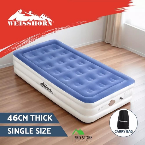 Weisshorn Air Mattress Inflatable Bed with Built-in Pump Single Cube 46cm