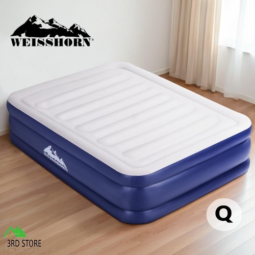 Weisshorn Air Mattress Inflatable Bed Pump Queen Air bed 51cm Dark Blue