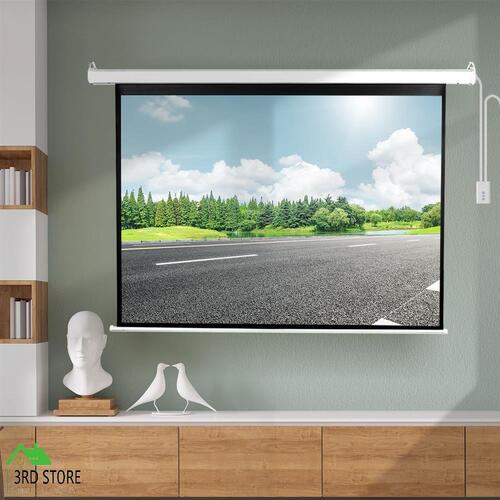 100" Projector Screen Electric Motorised Projection Retractable 3D Home Cinema