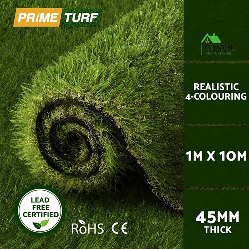Primeturf Artificial Grass 45mm 1mx10m Synthetic Fake Lawn Turf Plastic Plant 4-coloured