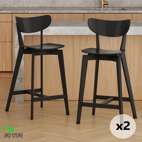 65cm Larsen Rubberwood Barstools (Set of 2)