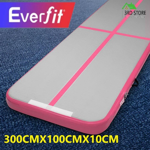 Everfit 3M Air Track Gymnastics Tumbling Exercise Yoga Mat Inflatable Pink