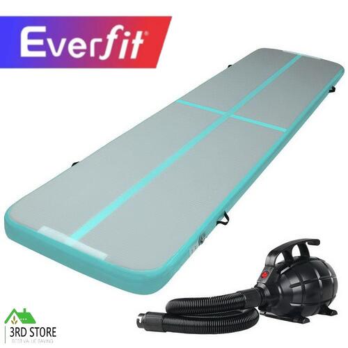Everfit GoFun 4X1M Inflatable Air Track Mat with Pump Tumbling Gymnastics Green