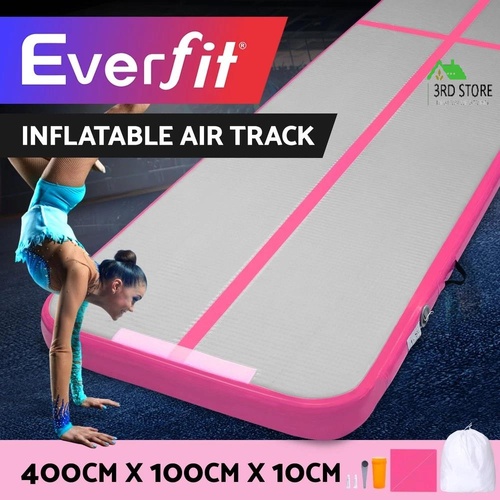 Everfit 4M Air Track Gymnastics Tumbling Exercise Cheerleading Mat Inflatable Pink