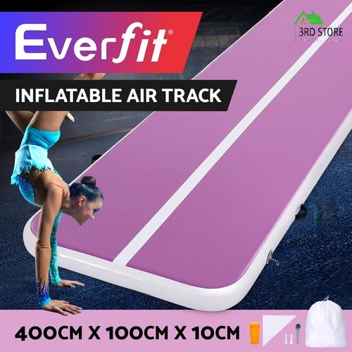 Everfit 4M Air Track Gymnastics Tumbling Exercise Cheerleading Mat Inflatable Purple