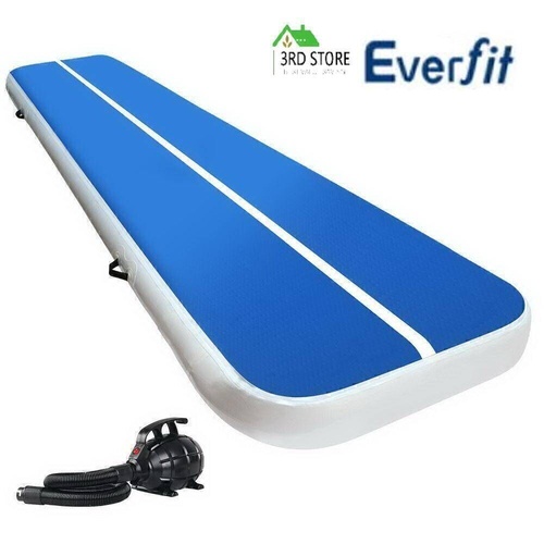 Everfit 4X1M Inflatable Air Track Mat 20CM Thick with Pump Tumbling Gymnastics Blue