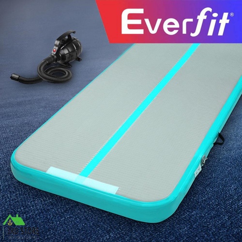 Everfit GoFun 5X1M Inflatable Air Track Mat with Pump Tumbling Gymnastics Green