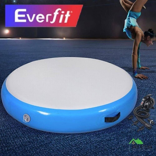 Everfit 1m Air Track Spot Inflatable Gymnastics Tumbling Mat Round W/ Pump Blue